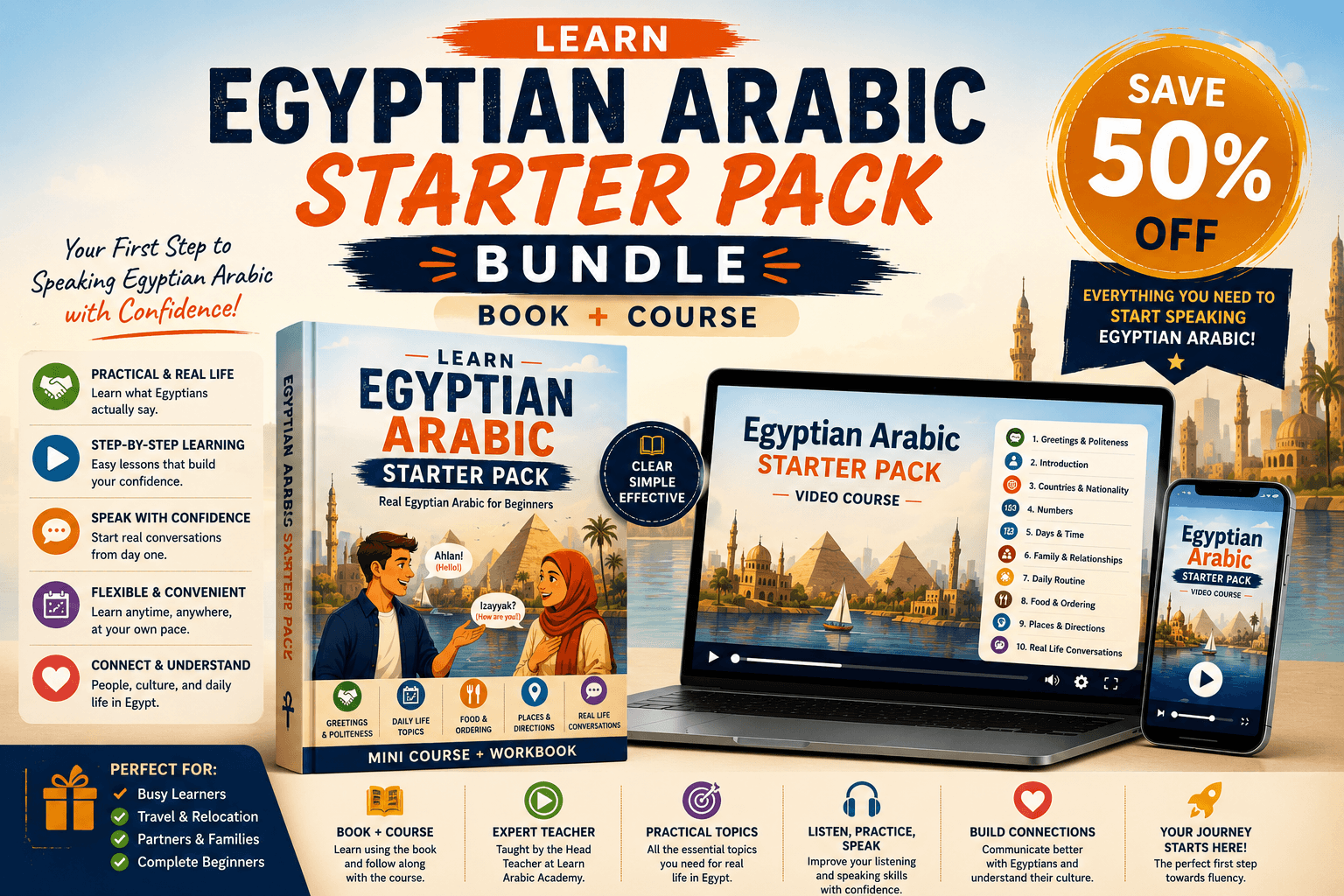 Egyptian Arabic Starter Pack - Bundle (Course + Book)