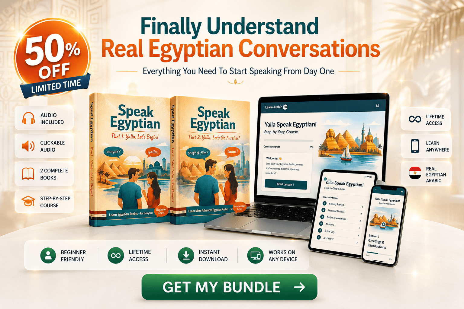 Yalla Speak Egyptian Bundle + Free Book " Speak Love"