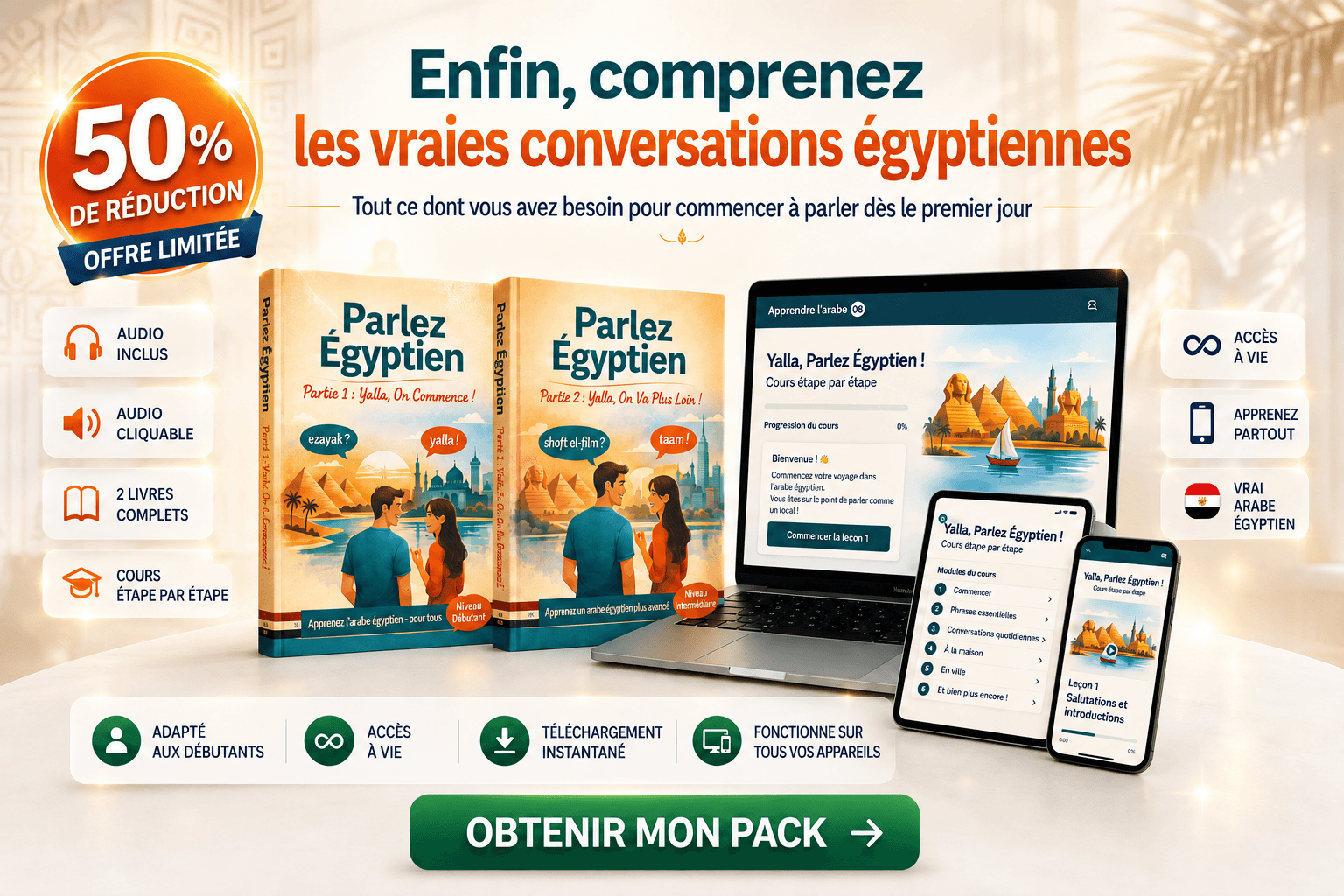 Yalla Speak Egyptian Bundle French Version + Free Book " Speak Love"